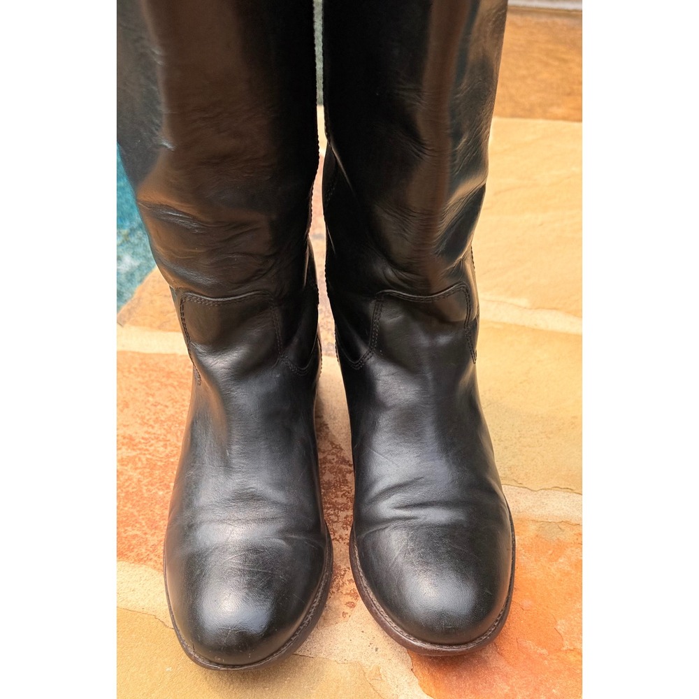 Frye Melissa Button Riding Boots Black Leather Tall Pull On Women's 7B - Picture 3 of 10